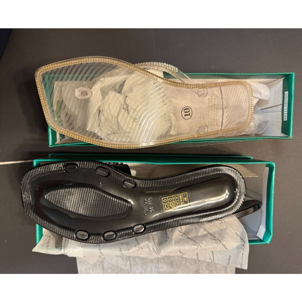 Lauren Lorraine 2 Pack Womens Sandals Tampa Clear & Jade Black Size 10 - Picture 2 of 8